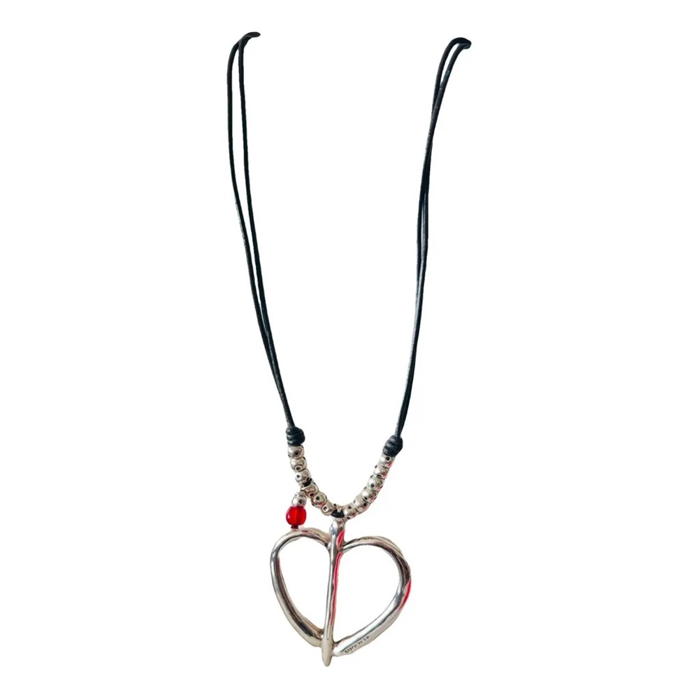 UNO de 50 Silver Heart Necklace with Red Bead